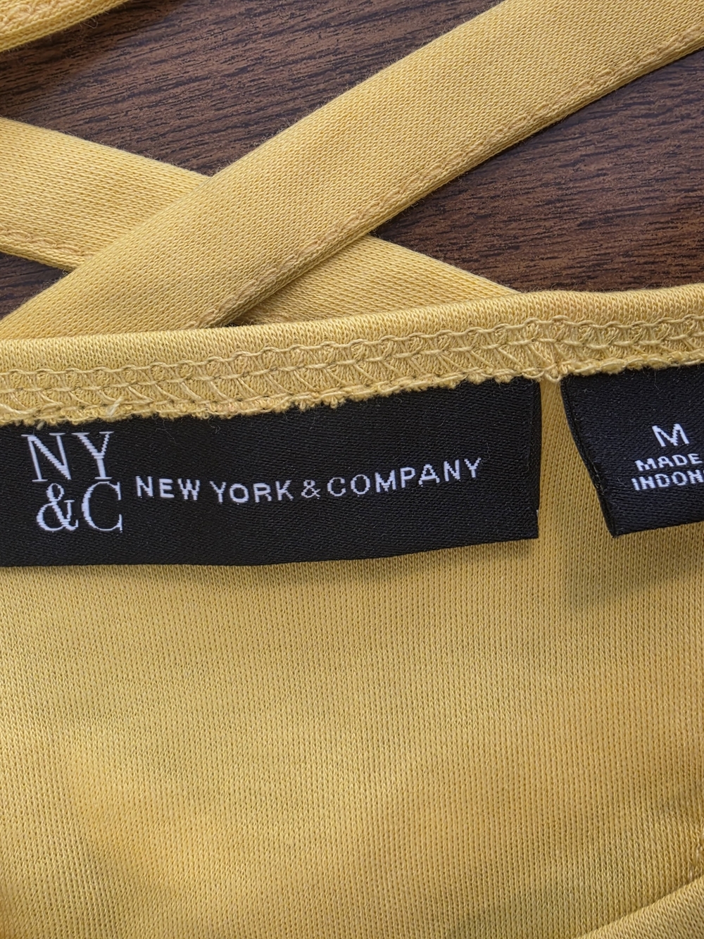New York & Company Yellow Sleeveless Dress with Cross-Back - Picture 2 of 3